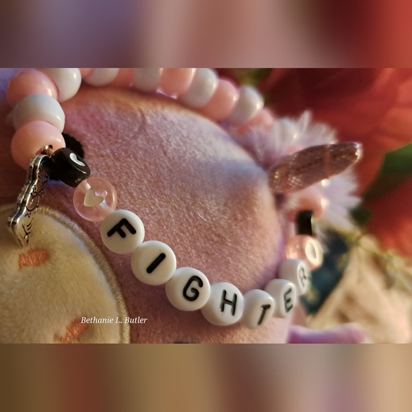 Breast Cancer Custom(&or Lung) Bracelet Made With Charm Pink&White Cute&Special - Picture 7 of 13